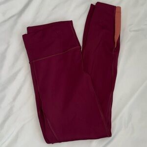Peloton Women's Maroon and Coral Leggings